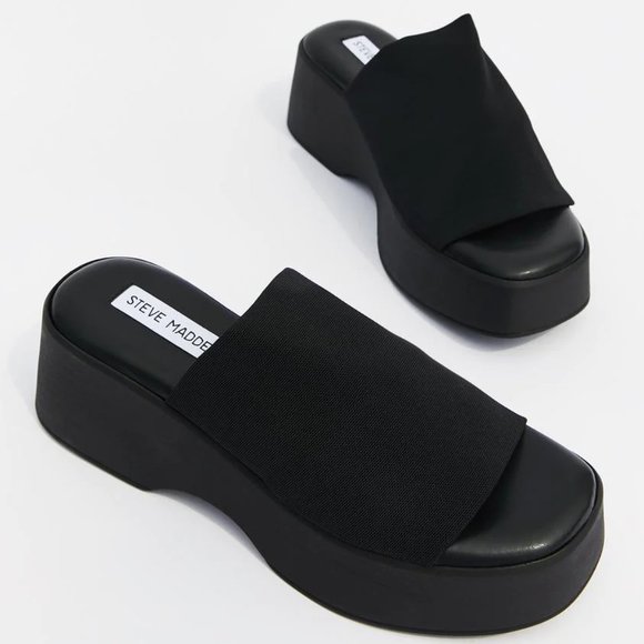 Steve Madden Shoes - Steve Madden, black slinky platform slide sandals sz 7